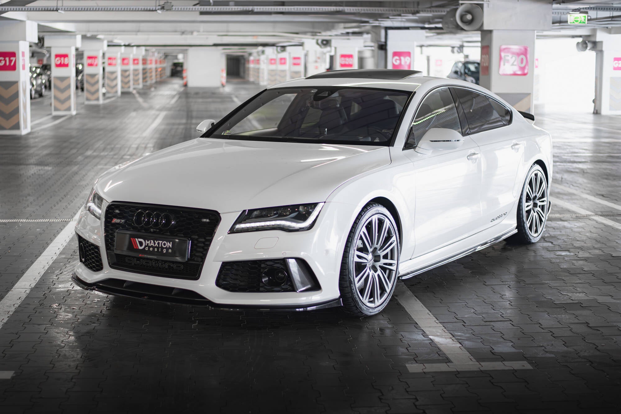 Maxton Design Street+ Spoilerlippe Front Ansatz V.3 passend für Audi RS7 C7 schwarz Hochglanz