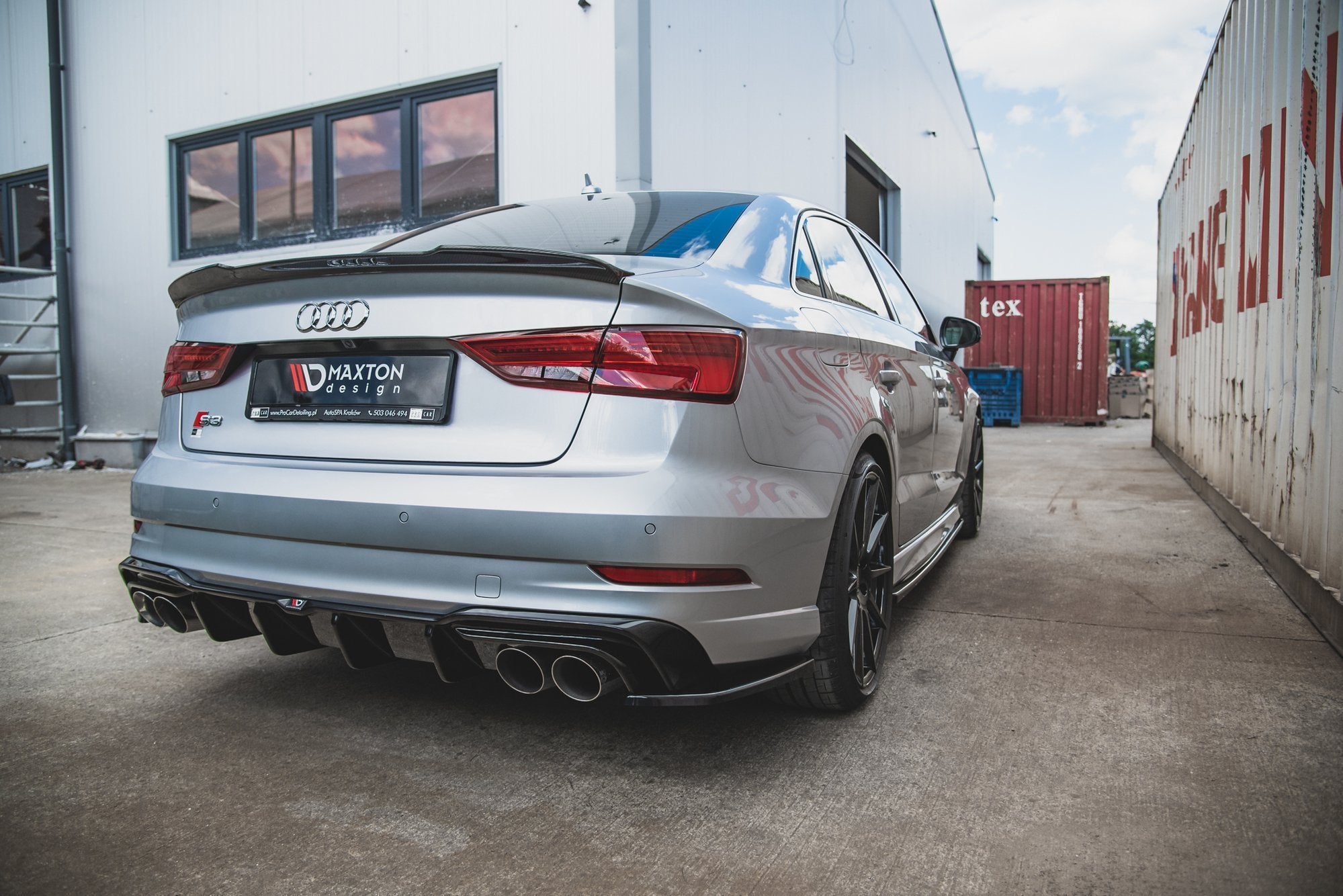 Maxton Design Diffusor Heck Ansatz passend für Audi S3 Limousine 8V Facelift schwarz Hochglanz
