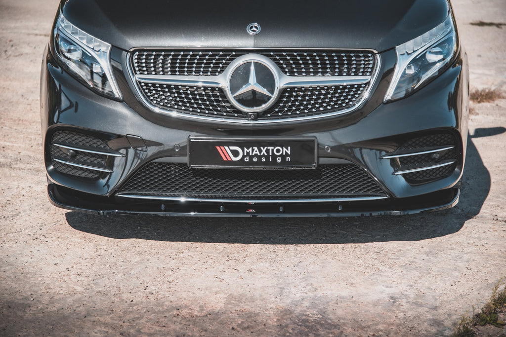 Maxton Design Street+ Spoilerlippe Front Ansatz V.2 passend für Mercedes-Benz V-Klasse AMG-Line W447 schwarz Hochglanz