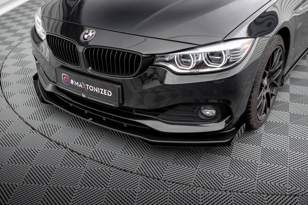 Maxton Design Street Pro Street+ Spoilerlippe Front Ansatz + Flaps passend für BMW 4er Gran Coupe F36 schwarz Hochglanz