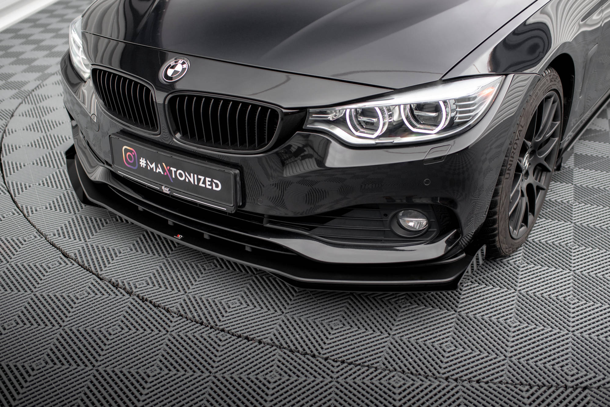 Maxton Design Front Stoßstange Flaps passend für BMW 4er Gran Coupe F36 schwarz Hochglanz