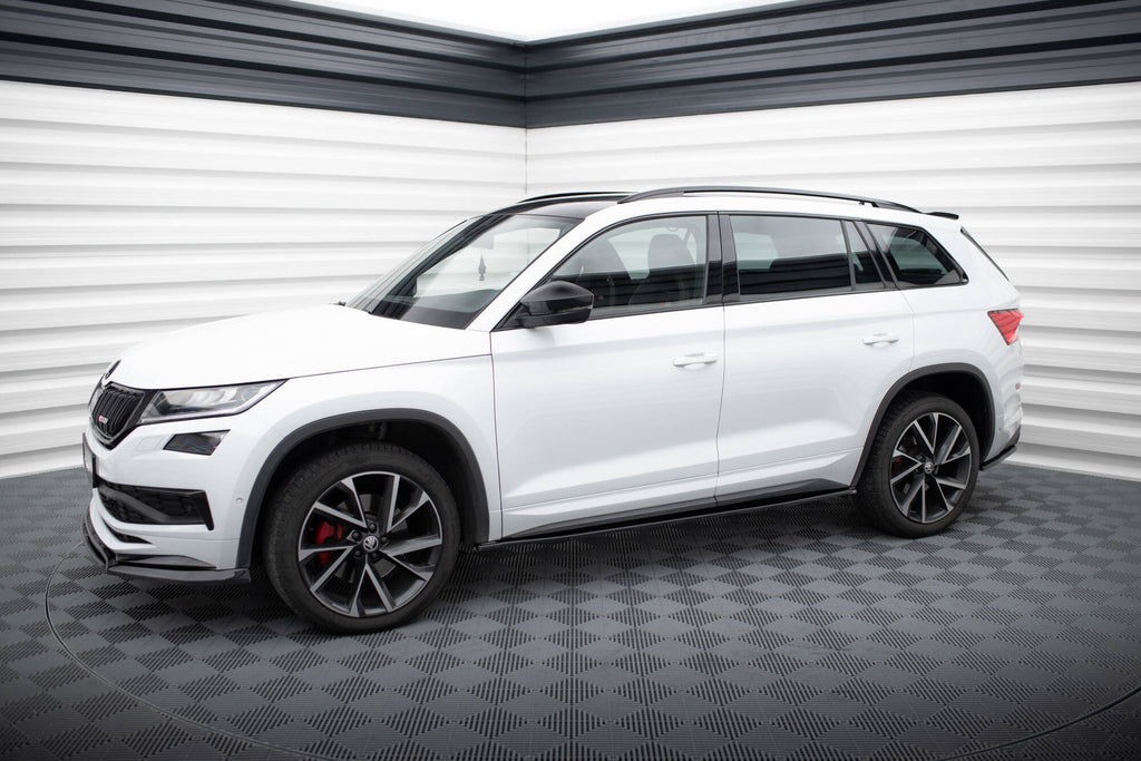 Maxton Design Street+ Seitenschweller Leisten passend für Skoda Kodiaq Sportline/RS Mk1 / Mk1 Facelift schwarz Hochglanz