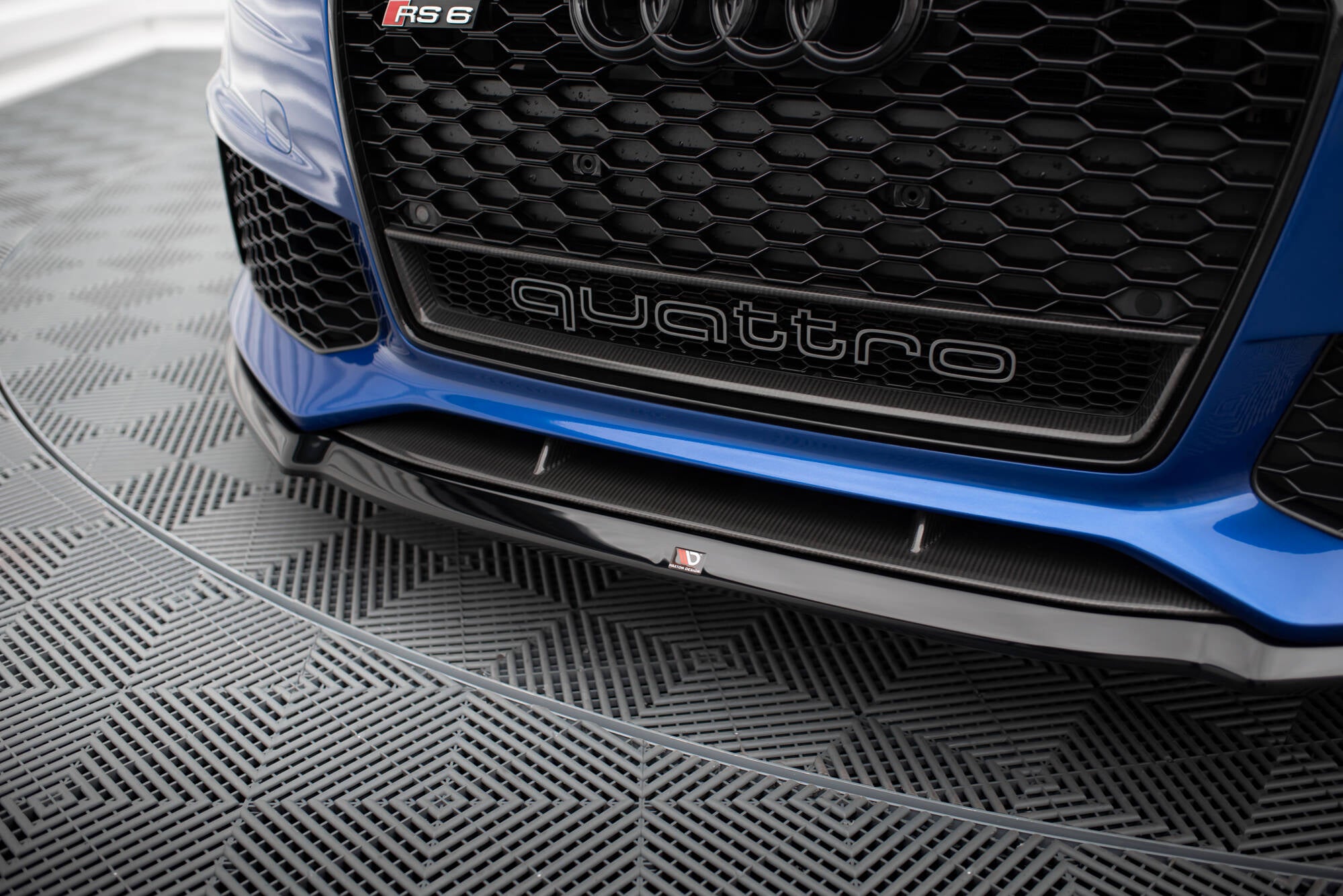 Maxton Design Street+ Spoilerlippe Front Ansatz V.2 passend für Audi RS6 C7 / C7 Facelift schwarz Hochglanz