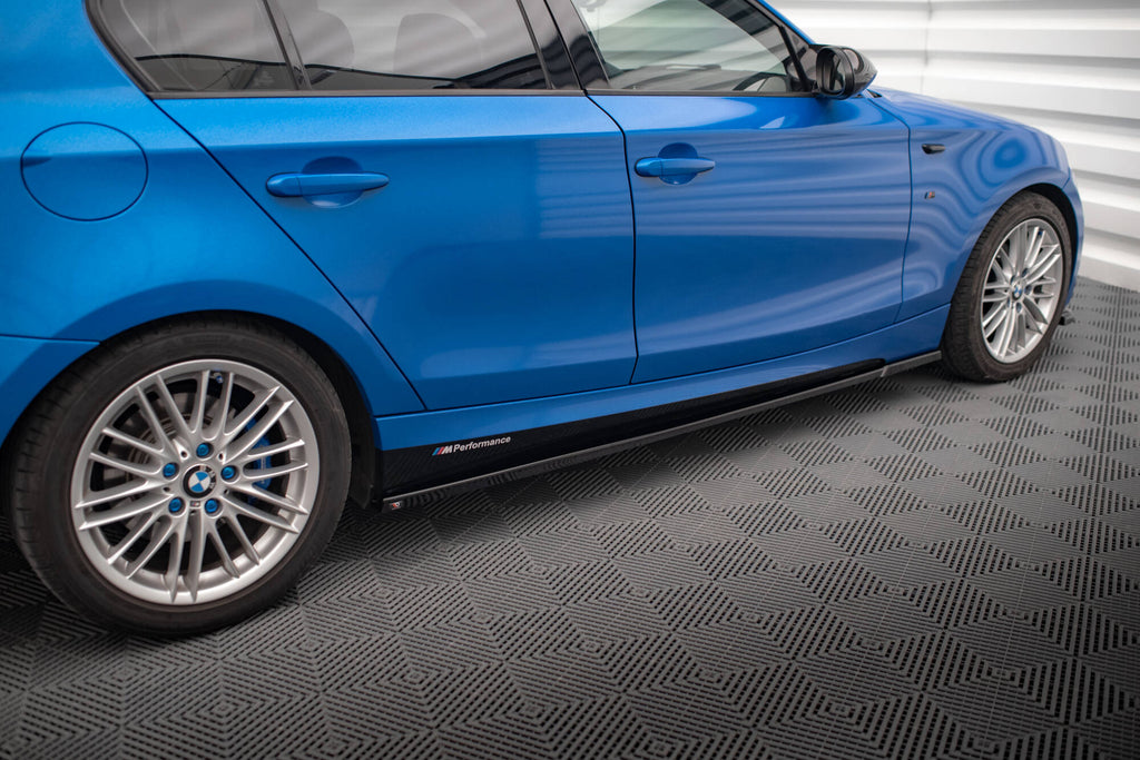 Maxton Design Street+ Seitenschweller Leisten passend für BMW 1er M-Paket E87 Facelift schwarz Hochglanz