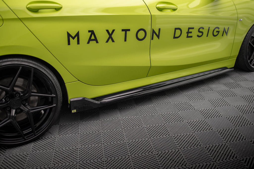 Maxton Design Street+ Seitenschweller Leisten passend für V.5 BMW 1er M-Paket/ M135i / 128ti F40 schwarz Hochglanz