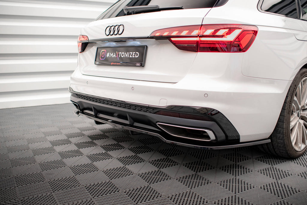 Maxton Design Street+ Mittlerer Diffusor RACE passend für V.1 Audi A4 S-Line B9 Facelift schwarz Hochglanz