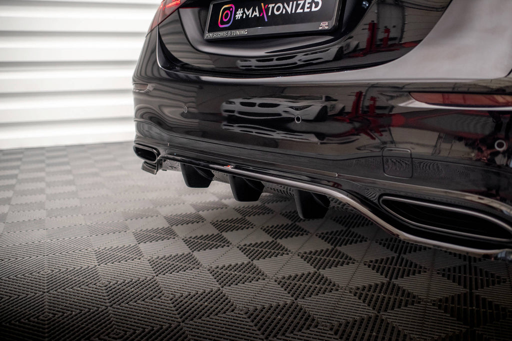 Maxton Design Street+ Mittlerer Diffusor RACE passend für Mercedes-Benz S AMG-Line W223 schwarz Hochglanz