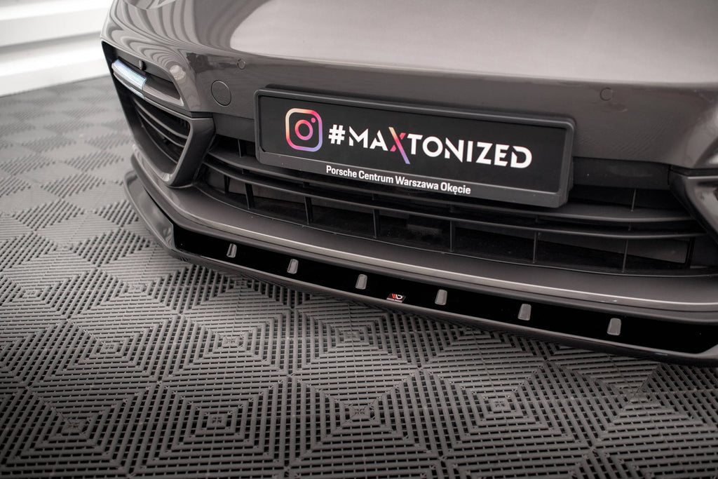 Maxton Design Street+ Spoilerlippe Front Ansatz V.1 passend für Porsche Panamera Turbo S E-Hybrid schwarz Hochglanz