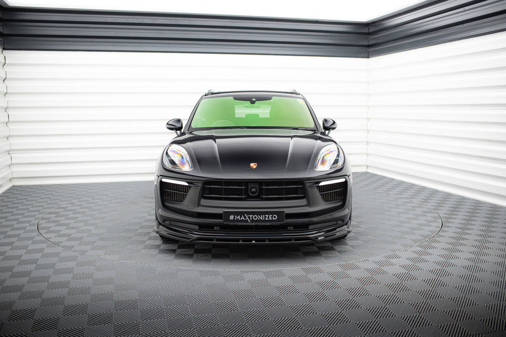 Maxton Design Street+ Spoilerlippe Front Ansatz passend für Porsche Macan GTS Mk1 Facelift 2 schwarz Hochglanz