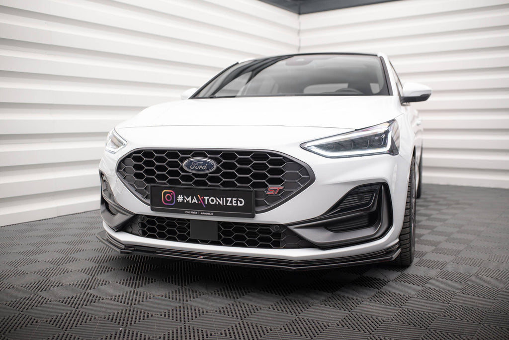 Maxton Design Street+ Spoilerlippe Front Ansatz V.5 passend für Ford Focus ST / ST-Line Mk4 Facelift schwarz Hochglanz