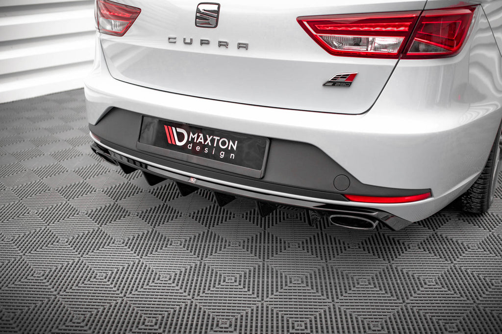 Maxton Design Diffusor Heck Ansatz passend für Seat Leon Cupra Sportstourer Mk3 schwarz Hochglanz