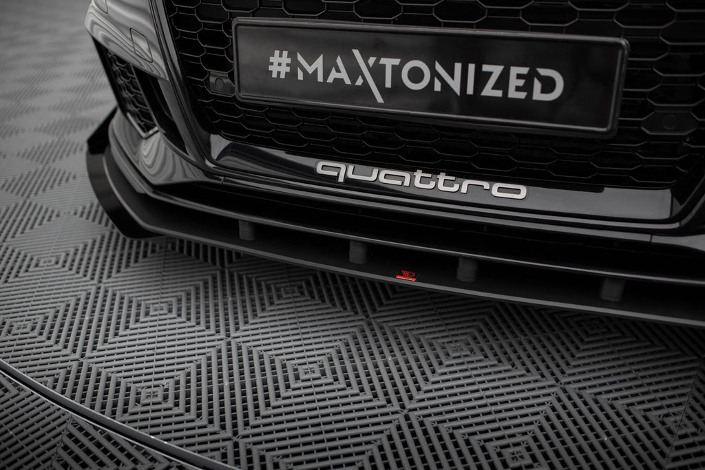 Maxton Design Street Pro Street+ Spoilerlippe Front Ansatz passend für + Flaps passend für V.1 + Flaps Audi RS3 Limousine 8V Facelift schwarz Hochglanz