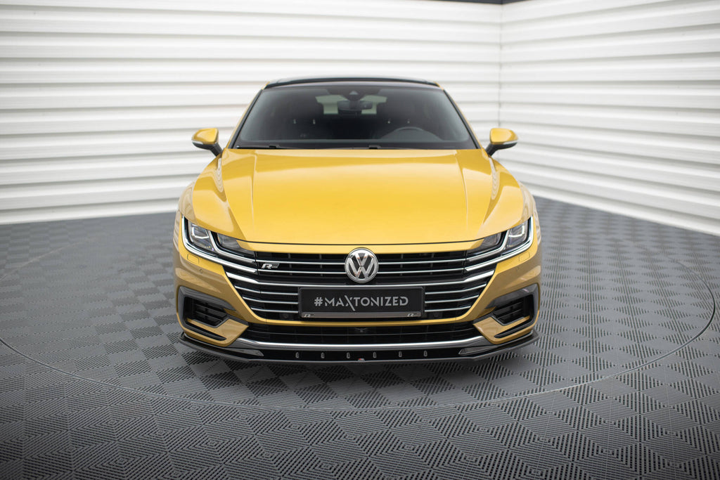 Maxton Design Street+ Spoilerlippe Front Ansatz V.3 passend für VW Arteon R-Line Limousine / Shooting Brake Mk1 schwarz Hochglanz