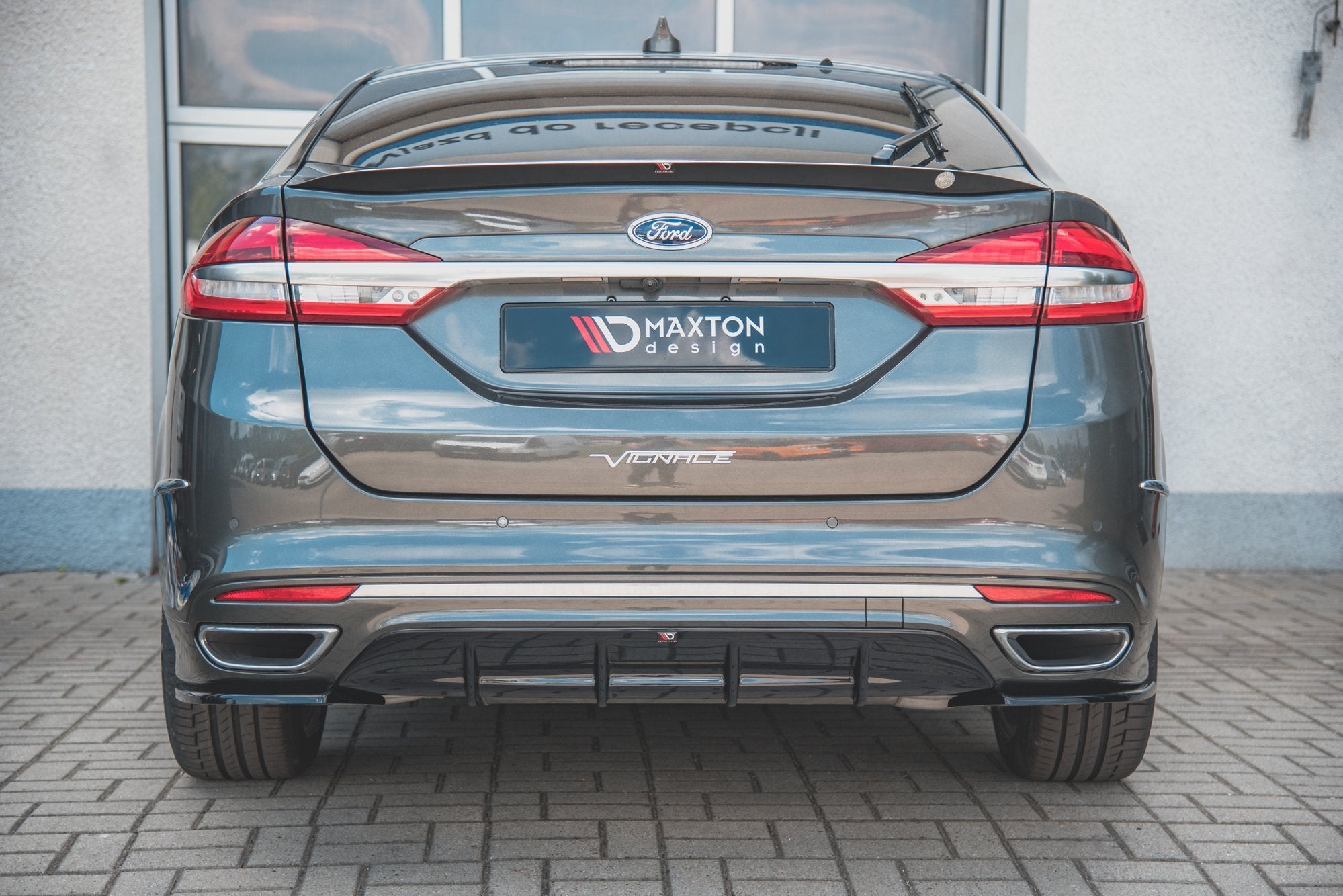 Maxton Design Diffusor Heck Ansatz passend für Ford Mondeo Vignale Mk5 Facelift schwarz Hochglanz