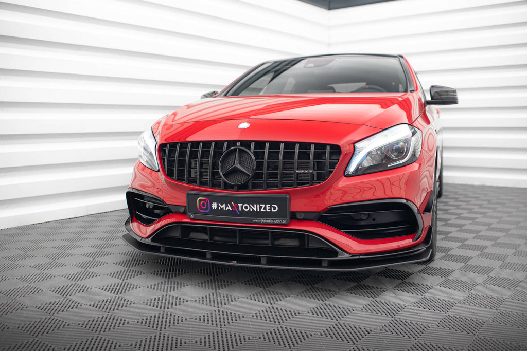 Maxton Design Street Pro Street+ Spoilerlippe Front Ansatz passend für Mercedes-Benz A 45 AMG Aero W176 Facelift