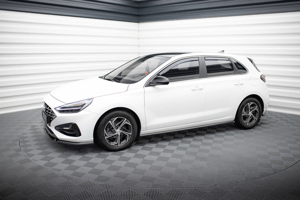 Maxton Design Street+ Seitenschweller Leisten passend für Hyundai I30 N-Line / Standard Hatchback / Fastback Mk3 Facelift schwarz Hochglanz