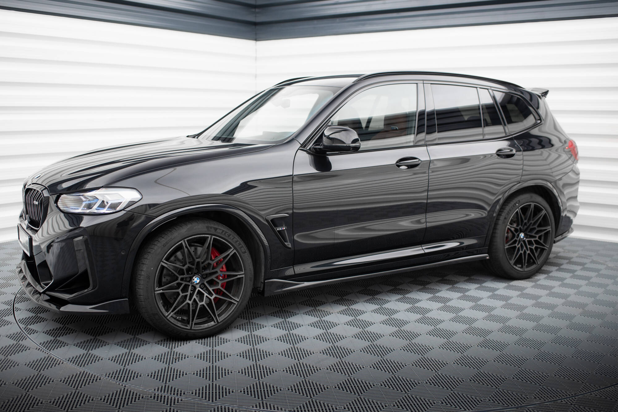 Maxton Design Street+ Seitenschweller Leisten passend für BMW X3 M F97 / F97 Facelift schwarz Hochglanz