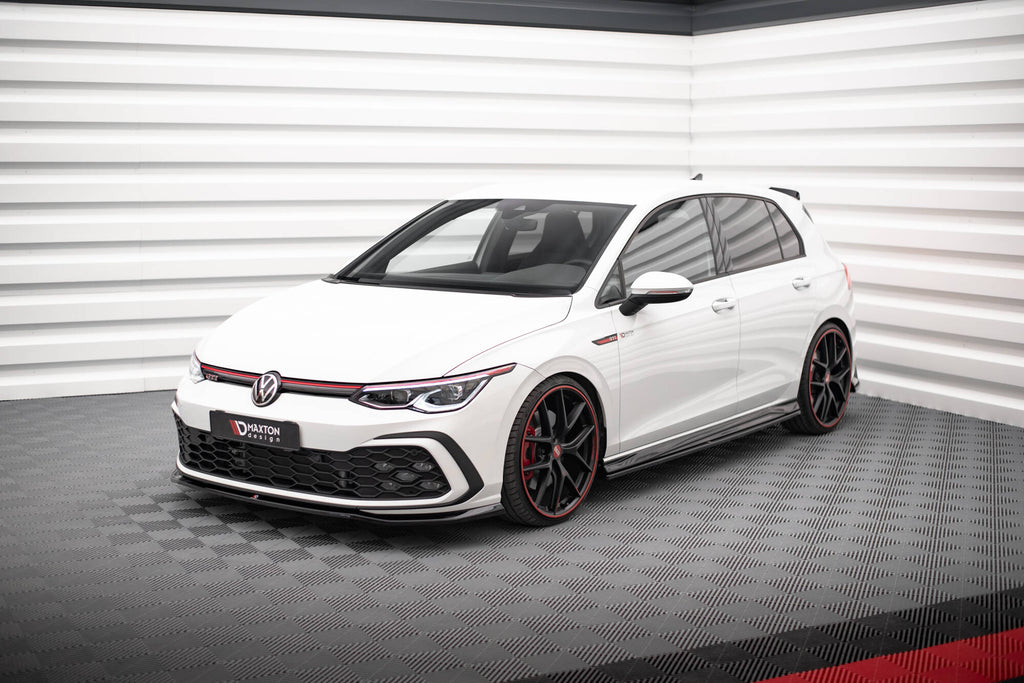 Maxton Design Street+ Seitenschweller Leisten passend für VW Golf GTI / GTE / GTI Clubsport / GTD / R-Line Mk8 schwarz Hochglanz