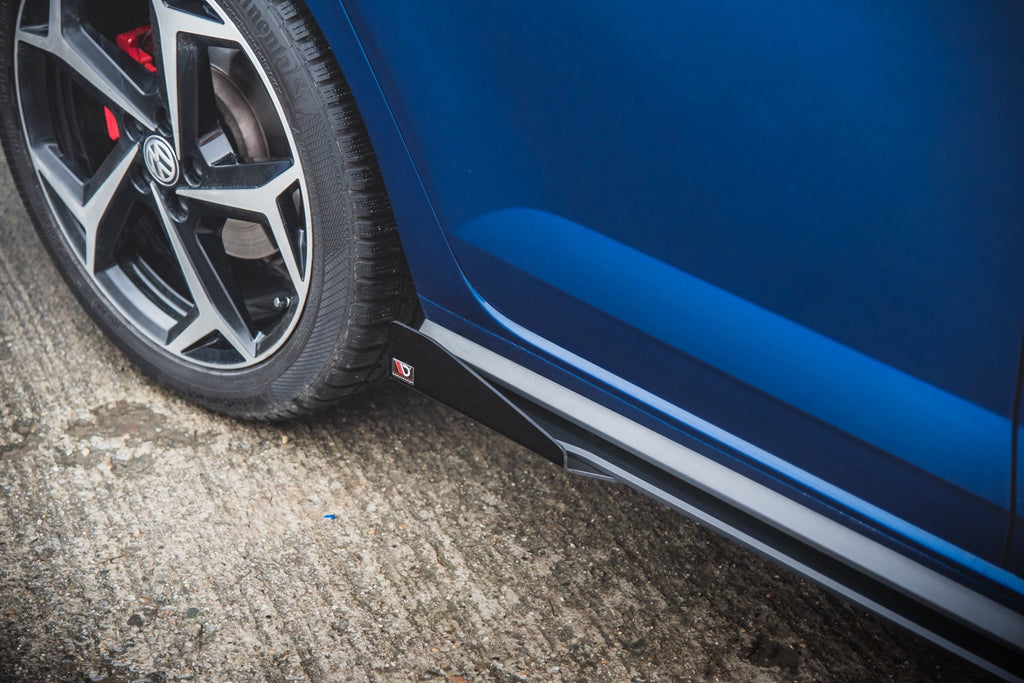 Maxton Design Street Pro Street+ Seitenschweller Leisten + Flaps passend für VW Polo GTI Mk6 schwarz Hochglanz