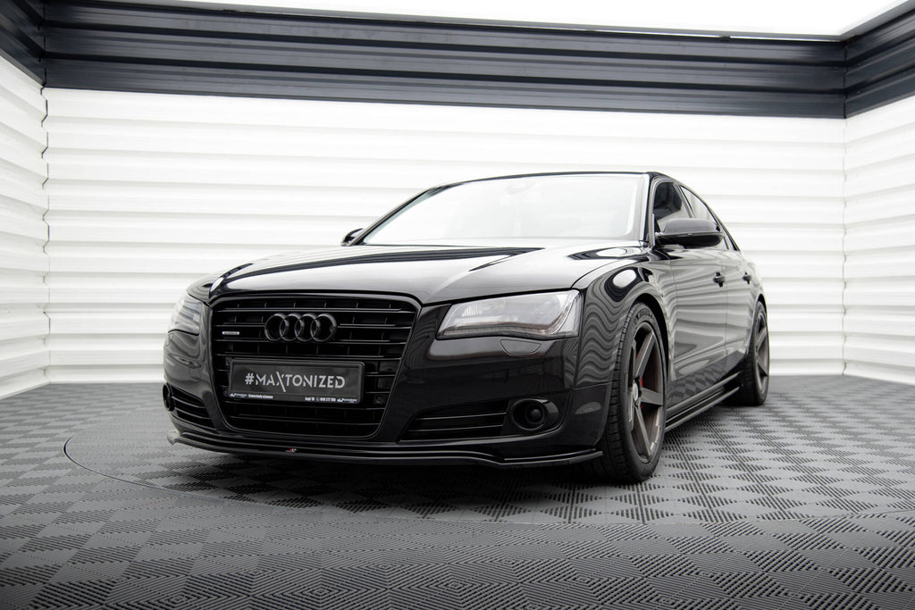 Maxton Design Street+ Spoilerlippe Front Ansatz passend für Audi A8 D4 schwarz Hochglanz