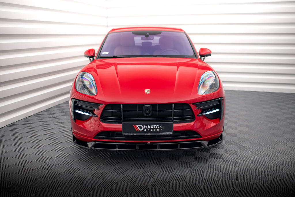 Maxton Design Street+ Spoilerlippe Front Ansatz V.2 passend für Porsche Macan GTS / Sport Design Mk1 Facelift schwarz Hochglanz