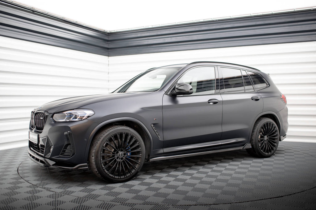 Maxton Design Street+ Seitenschweller Leisten passend für BMW X3 M-Paket G01 Facelift schwarz Hochglanz