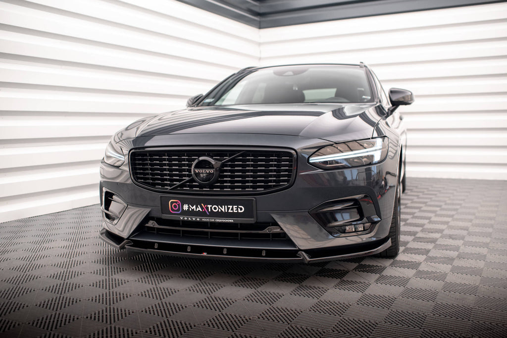 Maxton Design Street+ Spoilerlippe Front Ansatz passend für Volvo V90 / S90 R-Design Mk2 schwarz Hochglanz
