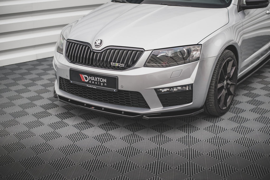 Maxton Design Street+ Spoilerlippe Front Ansatz V.4 passend für Skoda Octavia RS Mk3 schwarz Hochglanz