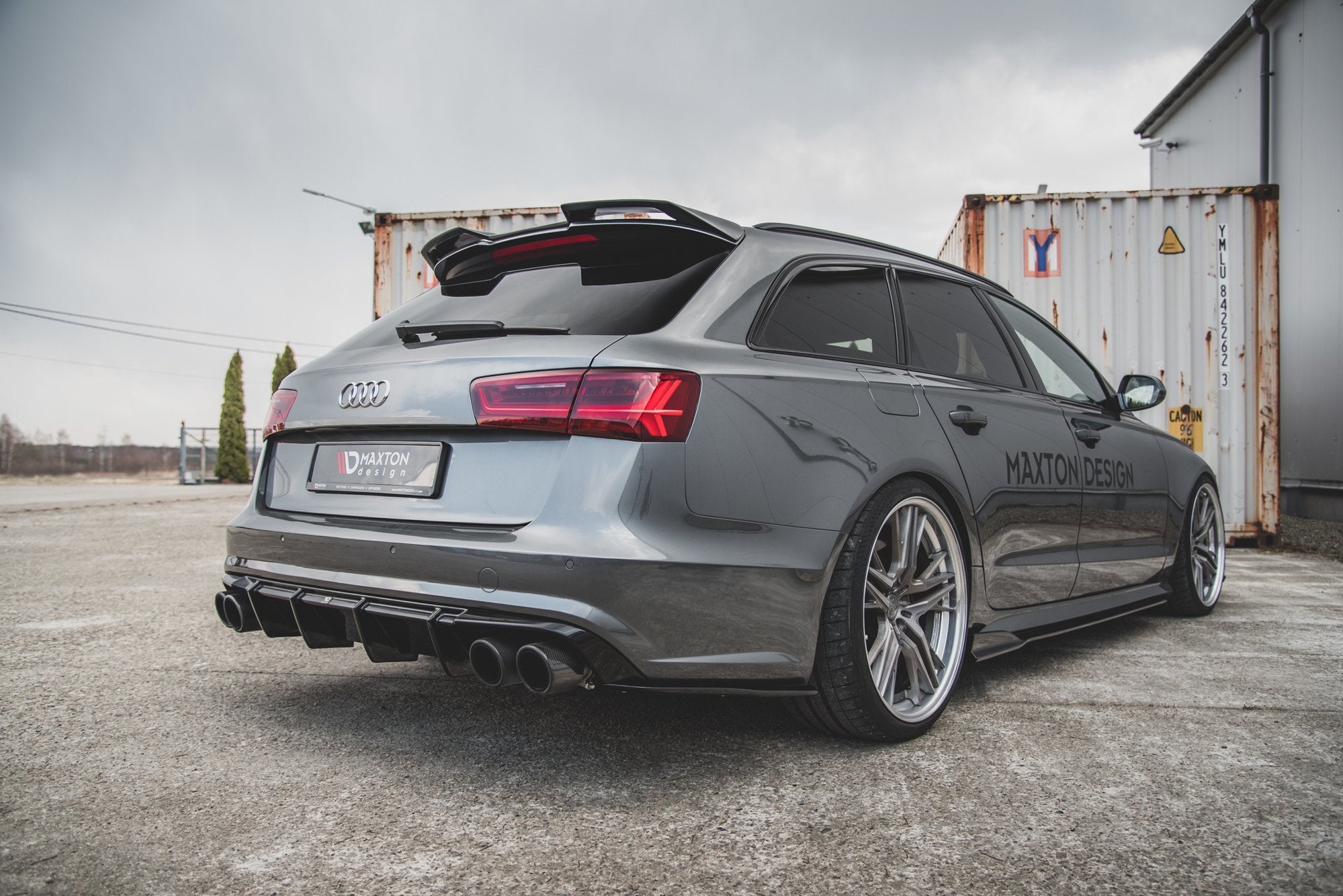 Maxton Design Diffusor Heck Ansatz V.1 passend für Audi S6 C7 Facelift schwarz Hochglanz