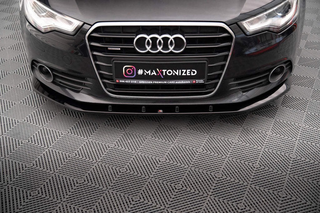 Maxton Design Street+ Spoilerlippe Front Ansatz V.3 passend für Audi A6 C7 schwarz Hochglanz