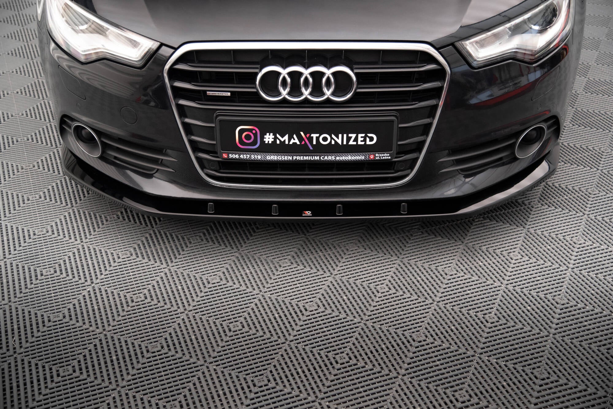 Maxton Design Street+ Spoilerlippe Front Ansatz V.3 passend für Audi A6 C7 schwarz Hochglanz