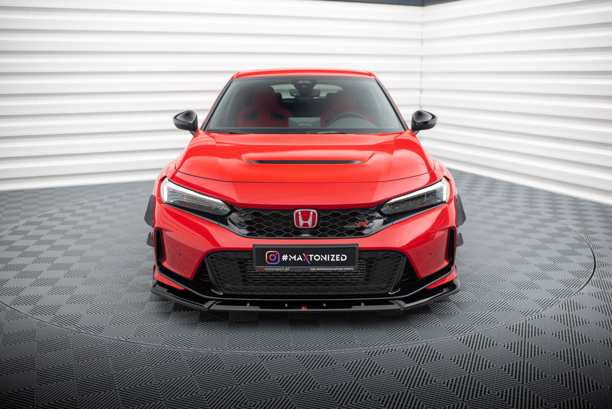 Maxton Design Street+ Spoilerlippe Front Ansatz V.2 passend für Honda Civic Type-R Mk 11 schwarz Hochglanz
