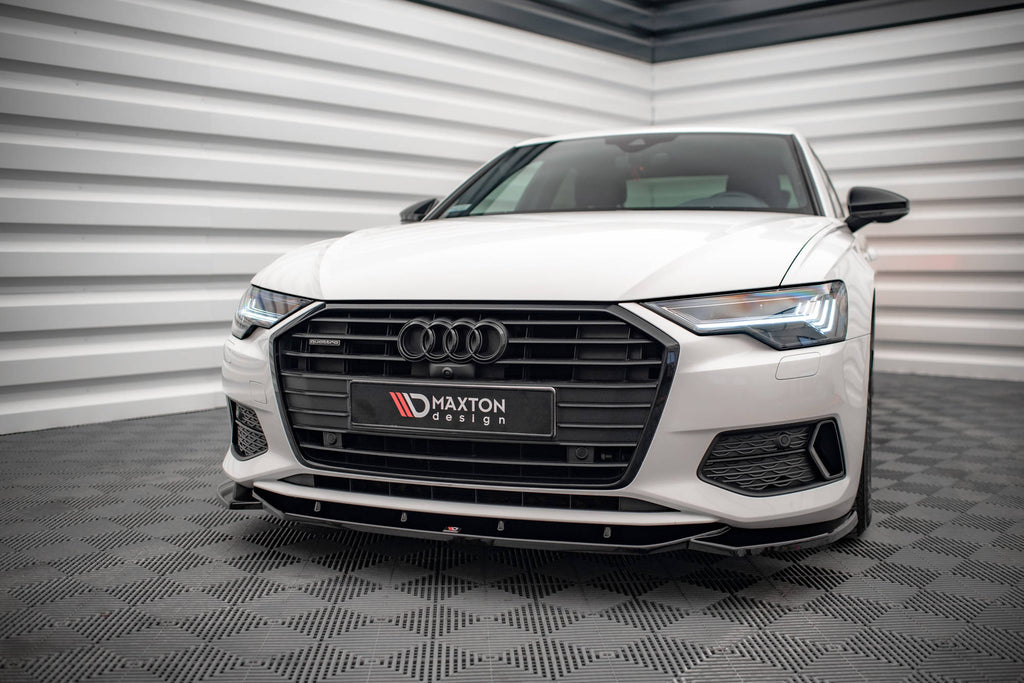 Maxton Design Street+ Spoilerlippe Front Ansatz V.1 passend für Audi A6 C8 schwarz Hochglanz