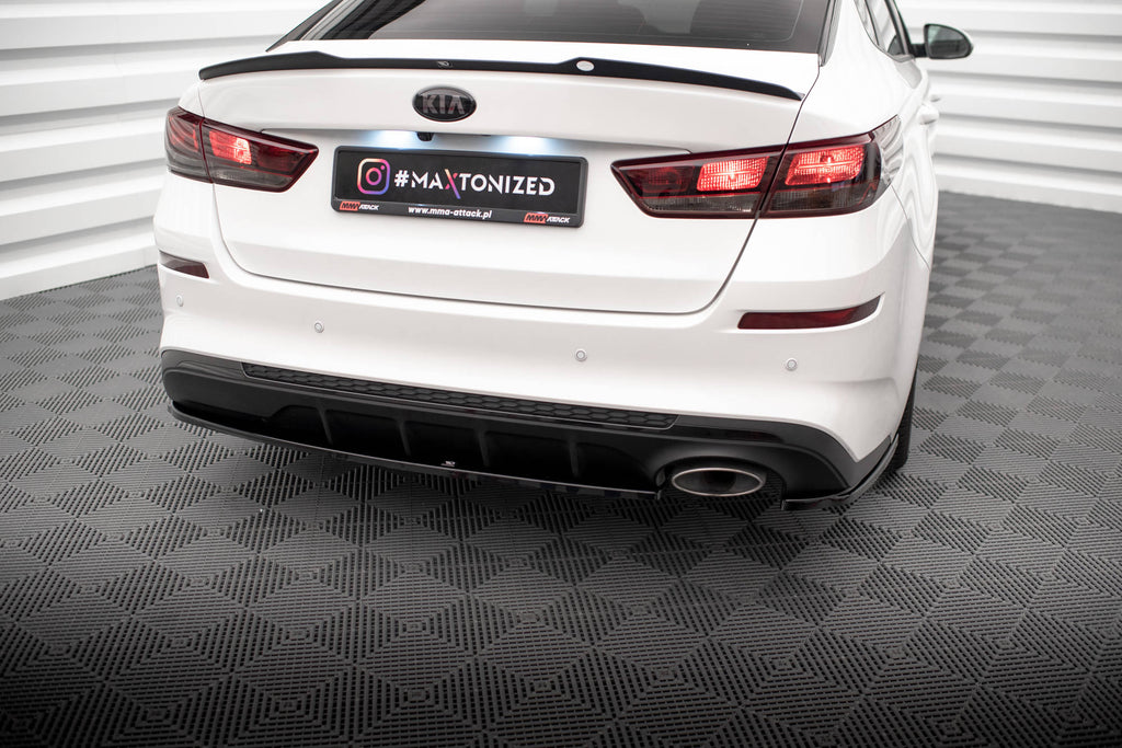 Maxton Design Heck Ansatz Flaps Diffusor V.1 passend für Kia Optima Mk4 Facelift schwarz Hochglanz
