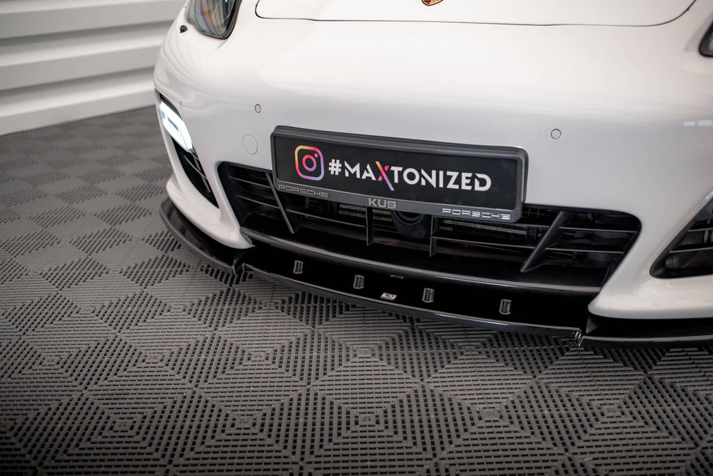 Maxton Design Street+ Spoilerlippe Front Ansatz V.1 passend für Porsche Panamera Turbo Sport Design Package 970 schwarz Hochglanz