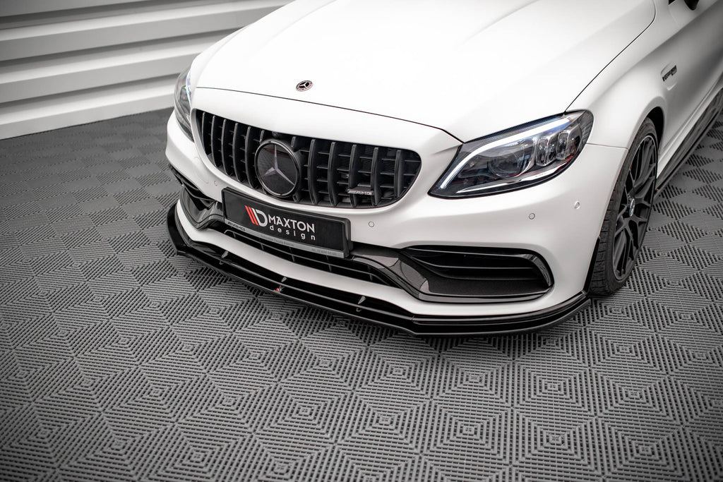 Maxton Design Street+ Spoilerlippe Front Ansatz V.1 passend für Mercedes-AMG C63 Coupe AMG Aero Pack C205 Facelift schwarz Hochglanz
