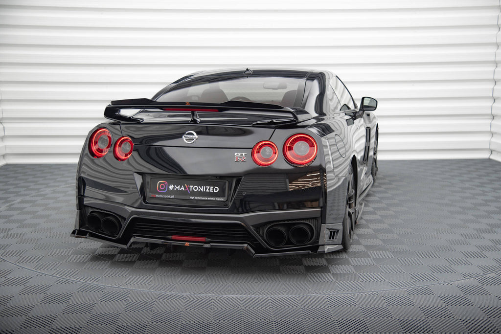 Maxton Design Heck Ansatz Flaps Diffusor passend für Nissan GTR R35 Facelift schwarz Hochglanz