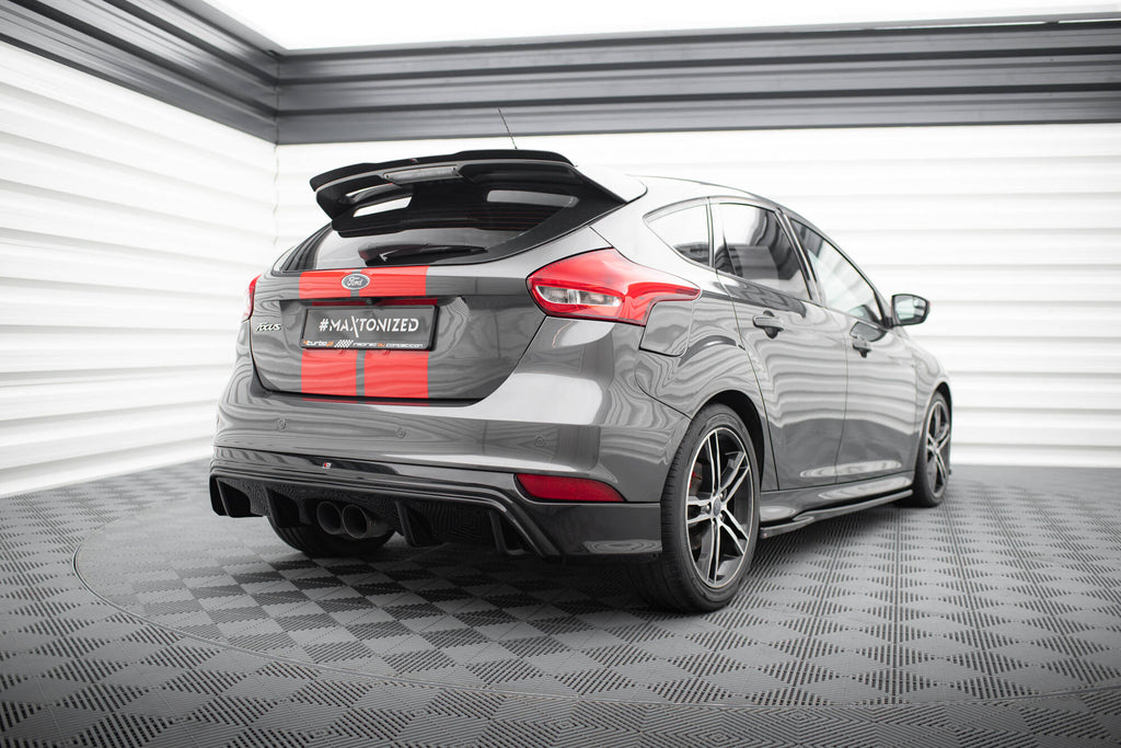 Maxton Design Diffusor Heck Ansatz passend für Ford Focus ST Mk3 Facelift (RS-Look) schwarz Hochglanz