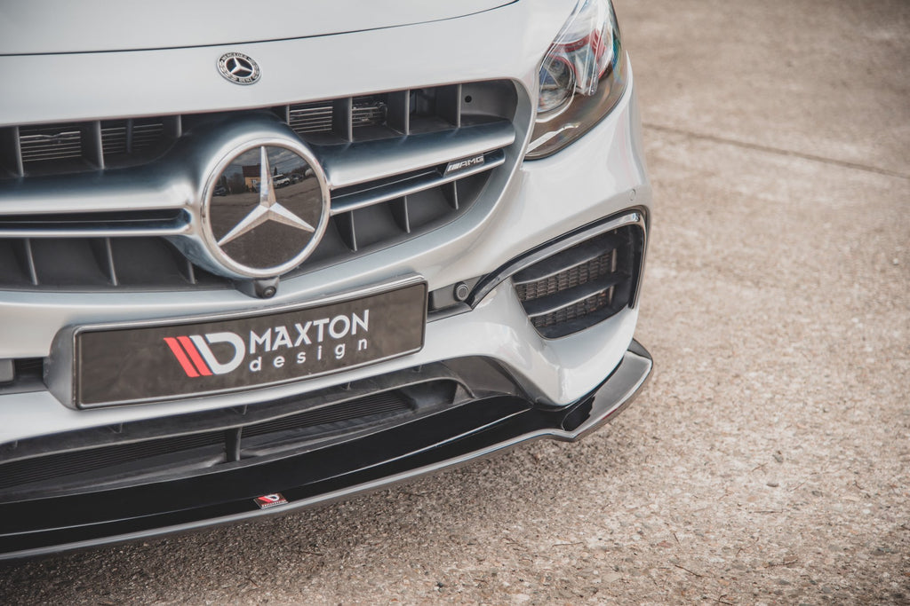 Maxton Design Street+ Spoilerlippe Front Ansatz V.1 passend für Mercedes-Benz E63 AMG Kombi/Limousine S213/W213 schwarz Hochglanz