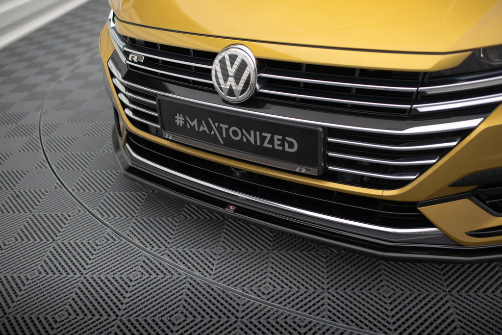 Maxton Design Street+ Spoilerlippe Front Ansatz V.1 passend für VW Arteon R-Line Limousine / Shooting Brake Mk1 schwarz Hochglanz