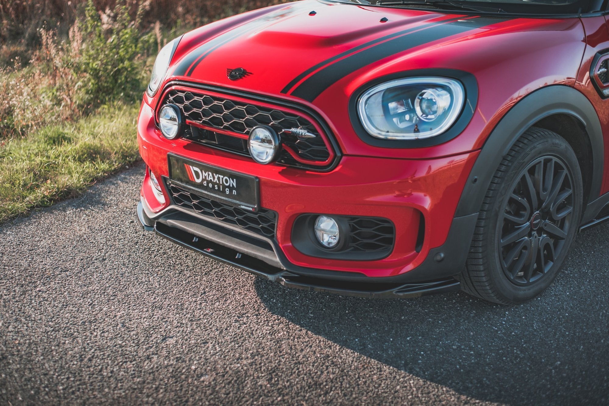 Maxton Design Street+ Spoilerlippe Front Ansatz V.2 passend für Mini Countryman Mk2 F60 JCW schwarz Hochglanz