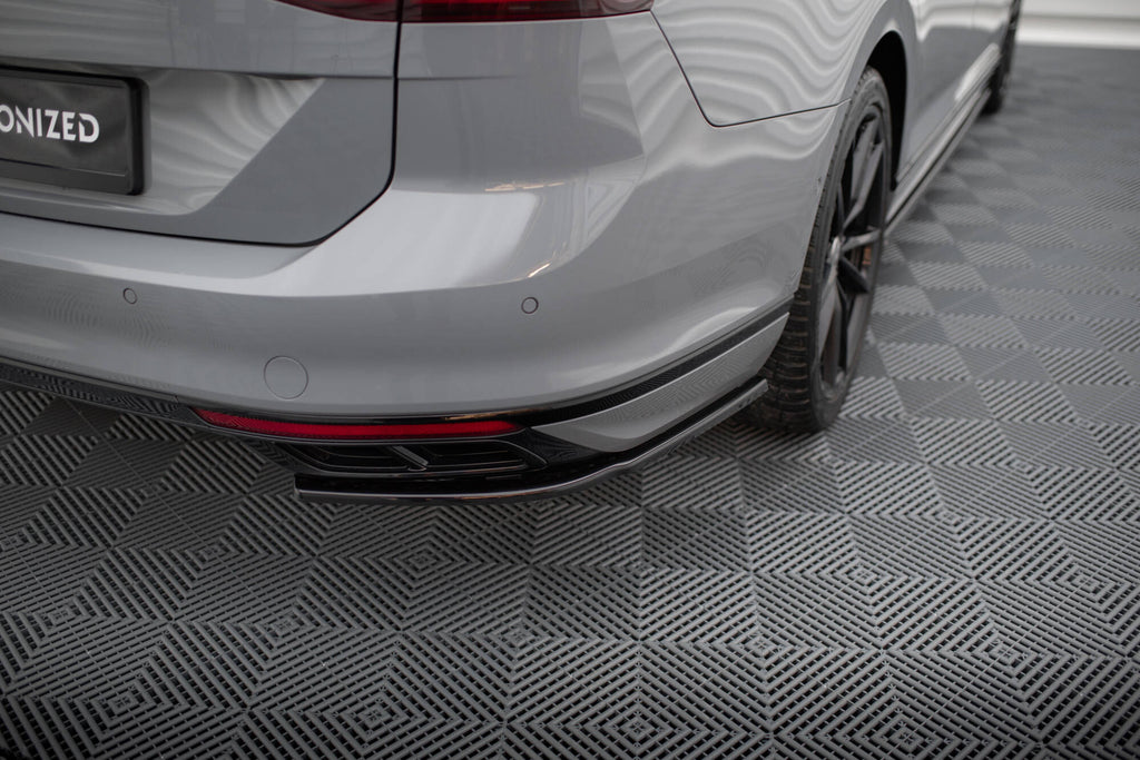 Maxton Design Heck Ansatz Flaps Diffusor passend für VW Passat R-Line B8 Facelift schwarz Hochglanz
