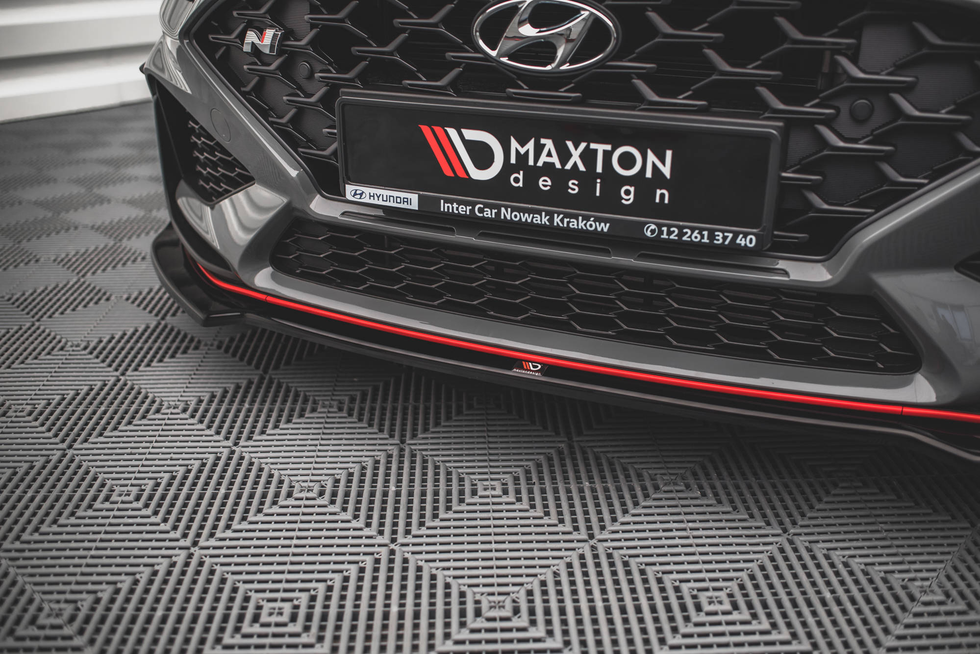 Maxton Design Street+ Spoilerlippe Front Ansatz V.3 passend für Hyundai I30 N / I30 N-Line Hatchback/Fastback Mk3 Facelift schwarz Hochglanz