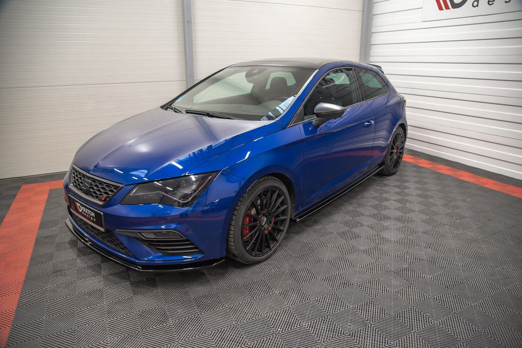Maxton Design Street+ Seitenschweller Leisten passend für Seat Leon Cupra / FR SC Mk3 / Mk3 FL schwarz Hochglanz