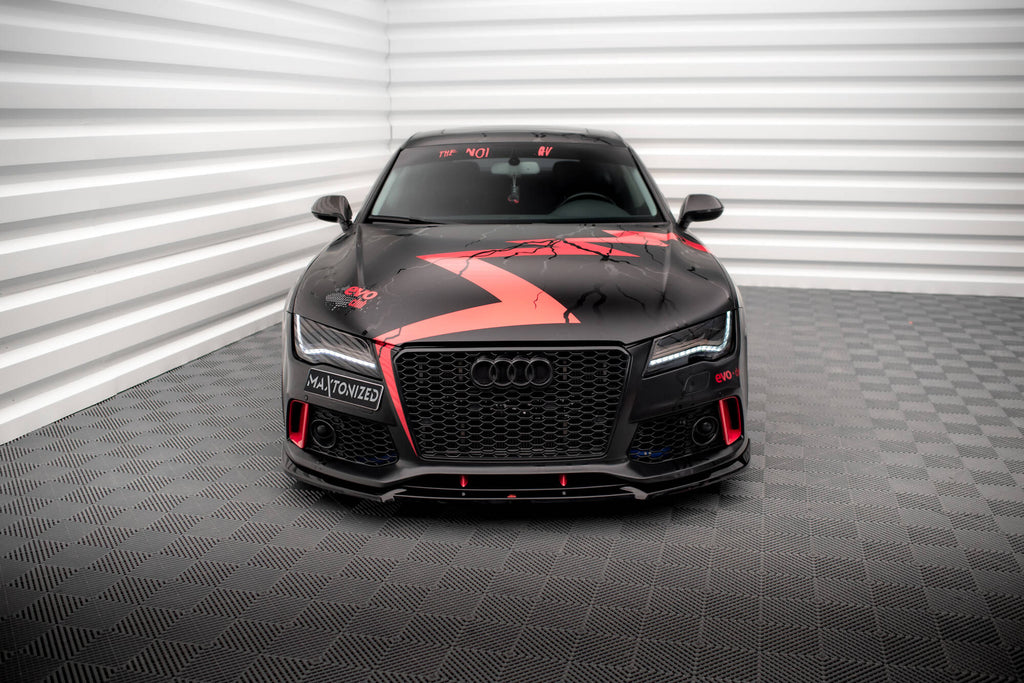 Maxton Design Street+ Spoilerlippe Front Ansatz passend für Audi A7 RS7 Look C7 schwarz Hochglanz