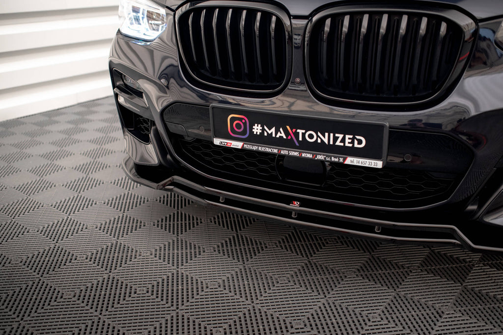 Maxton Design Street+ Spoilerlippe Front Ansatz V.1 passend für BMW X3 M40d / M40i / M-Paket G01 schwarz Hochglanz