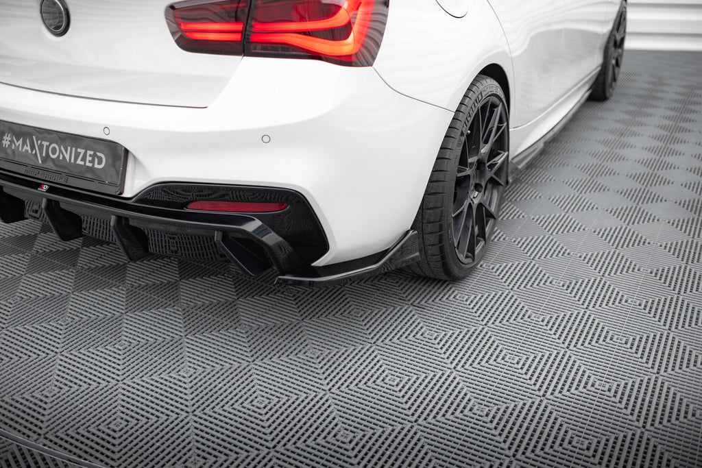 Maxton Design Heck Ansatz Flaps Diffusor passend für (Für heckansatz V.3) BMW 1er M-Paket / M140i F20 Facelift schwarz Hochglanz