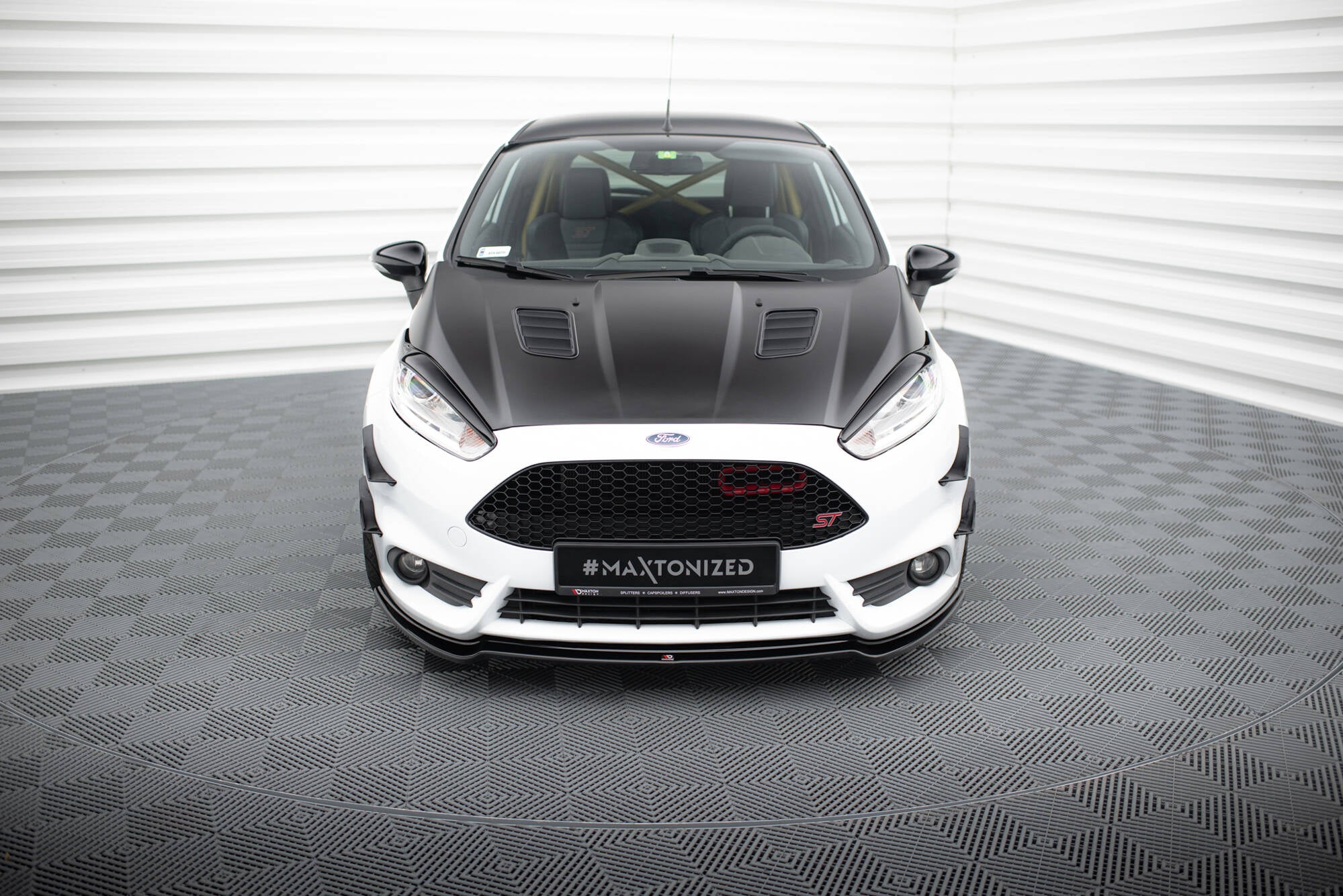 Maxton Design Street+ Spoilerlippe Front Ansatz V.3 passend für Ford Fiesta ST Mk7 FL schwarz Hochglanz