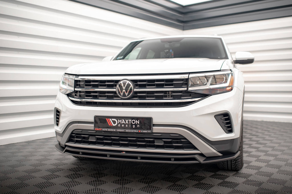 Maxton Design Street+ Spoilerlippe Front Ansatz V.2 passend für VW Atlas Cross Sport schwarz Hochglanz