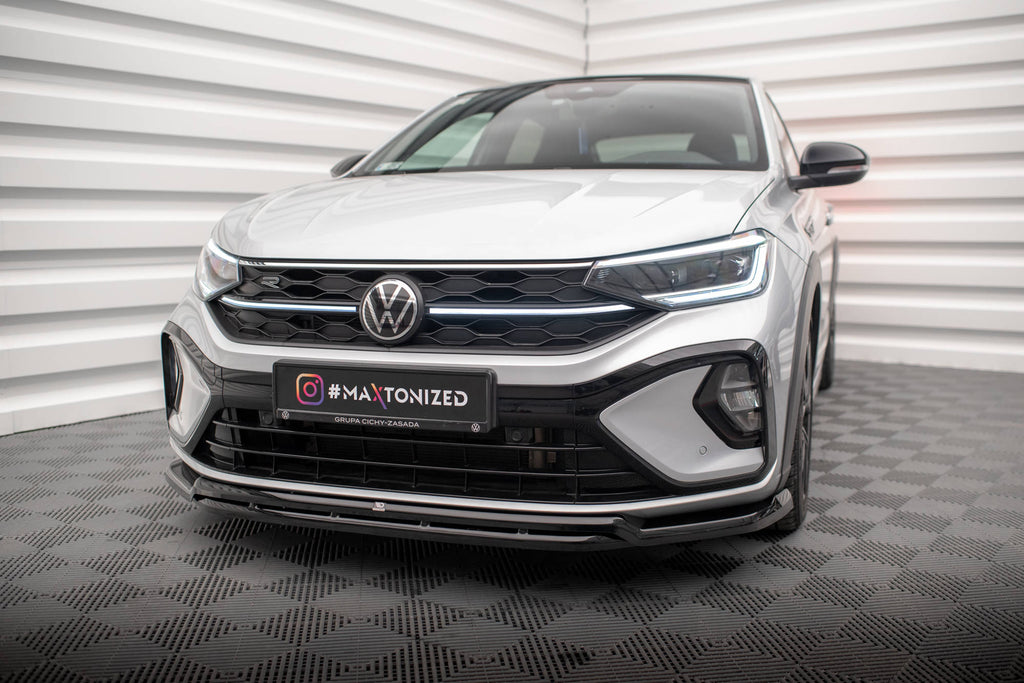 Maxton Design Street+ Spoilerlippe Front Ansatz passend für VW Taigo R-Line Mk1 schwarz Hochglanz